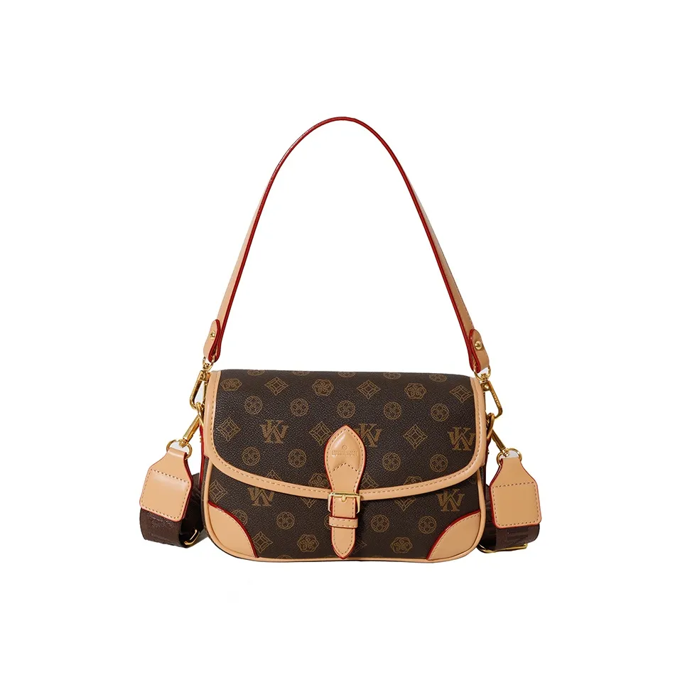 Meter Премиум Маленькая Квадратная Сумка Classic Monogram Курьерская Сумка Коричневый