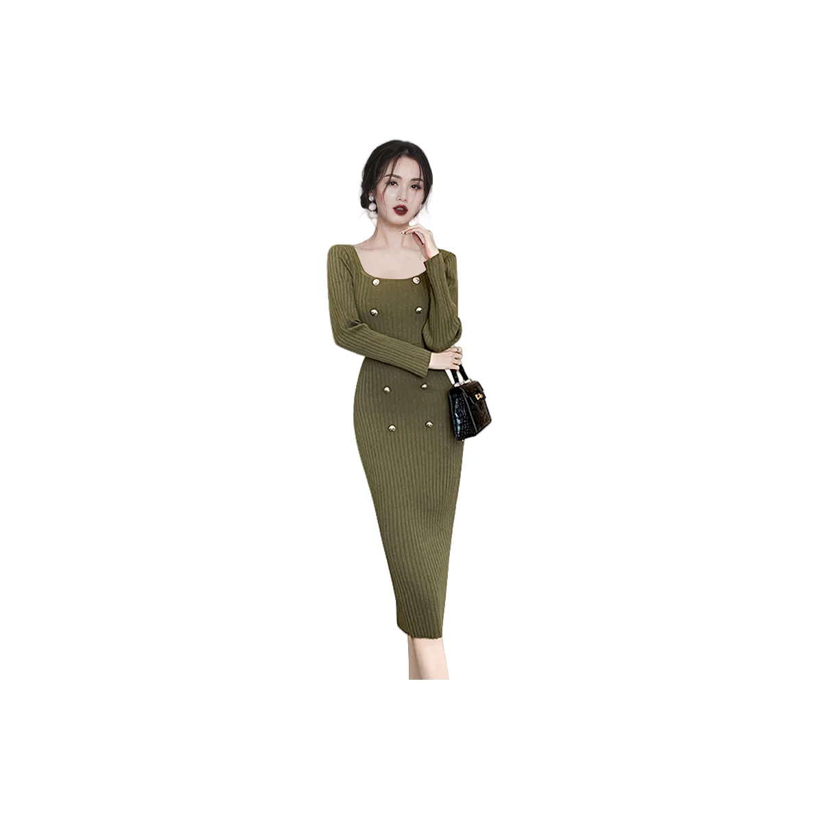 XIANSINIAO Длинное платье с длинными рукавами женское