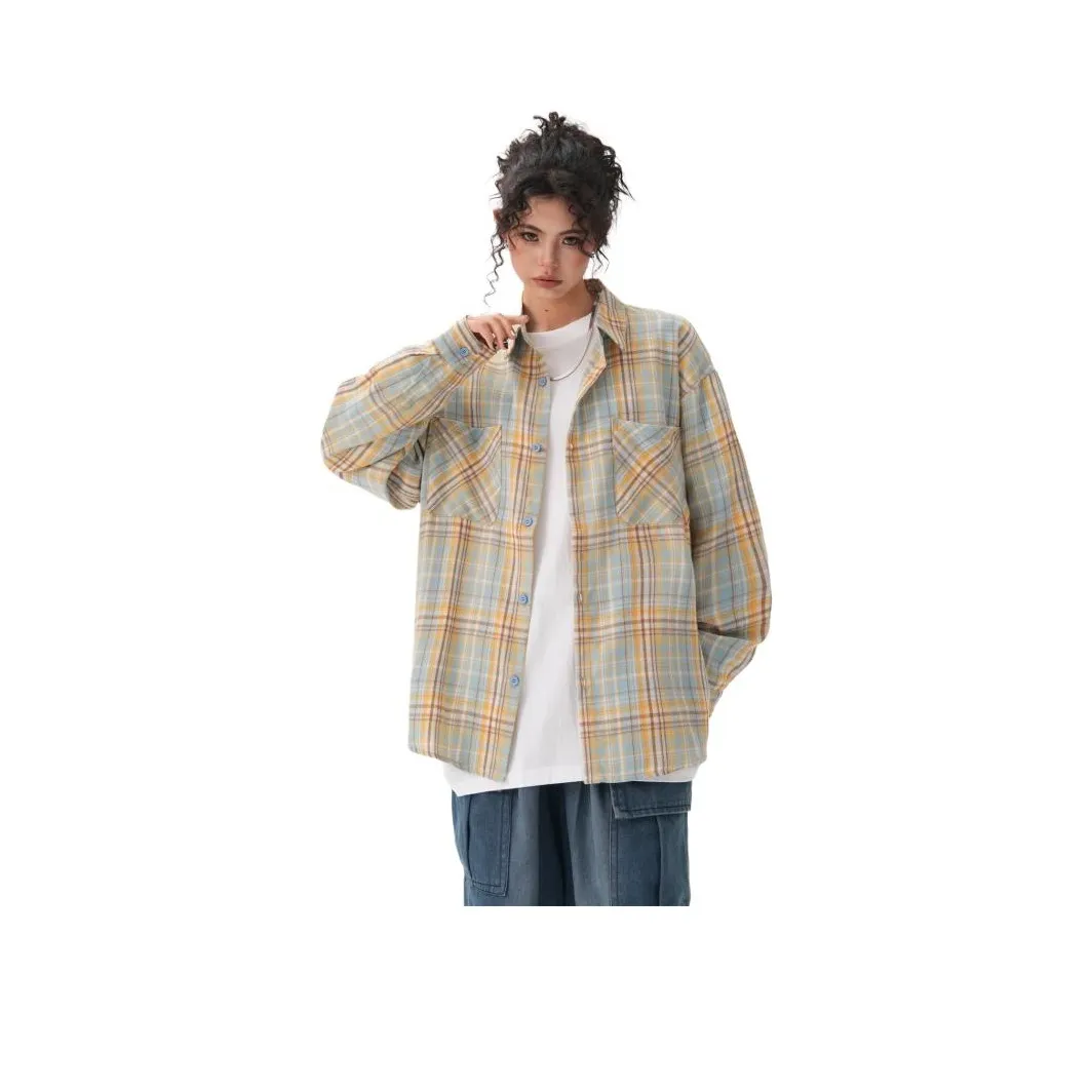 BEAR UNION Синие Желтые Клетчатые Унисекс Рубашки