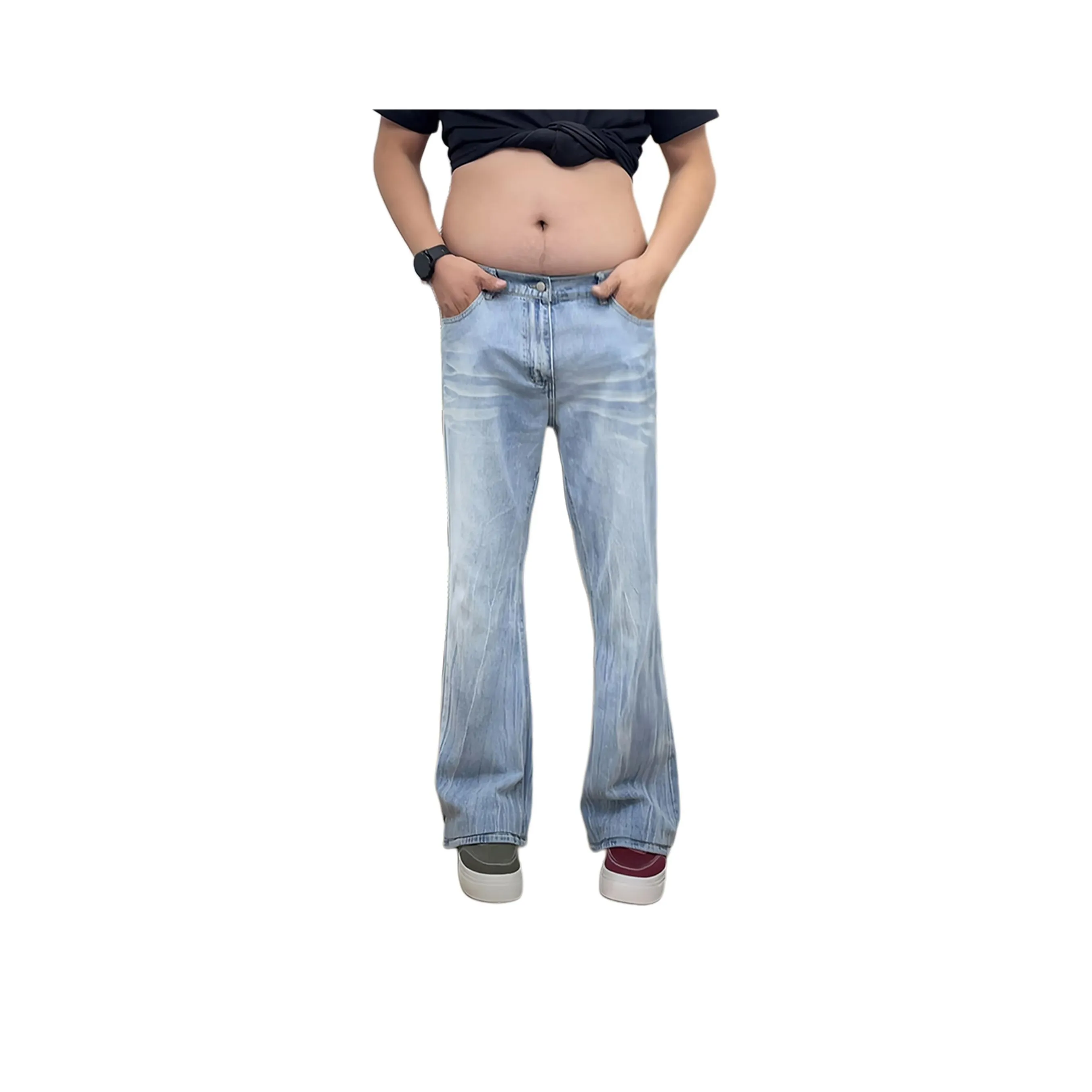 DUATOGE Светло-синие джинсы для мужчин с эластичным поясом