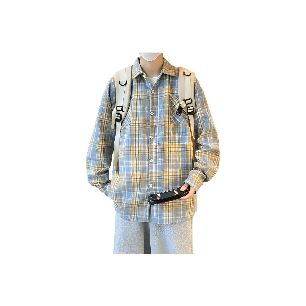 BEAR UNION Синие Желтые Клетчатые Унисекс Рубашки
