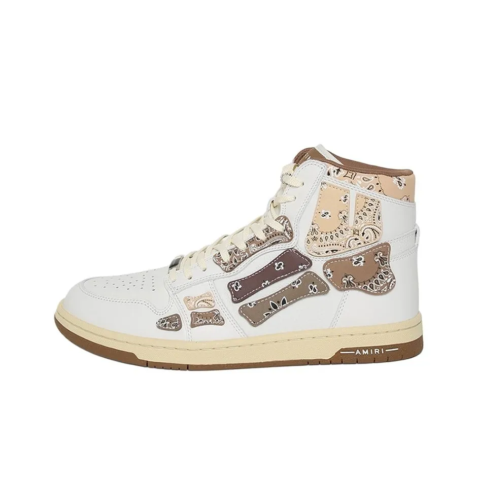AMIRI Skateboard Shoes Men High Top White Brown