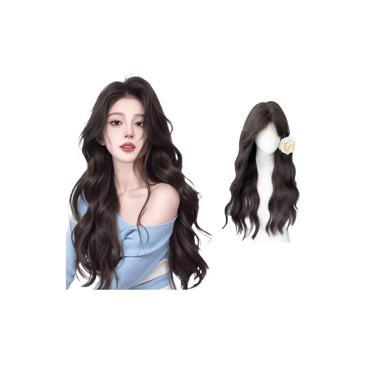 TIANKONGSHU Lazy Водная рябь Парики Для Женских Смешанный Шелк Длинный Кудрявые Волосы