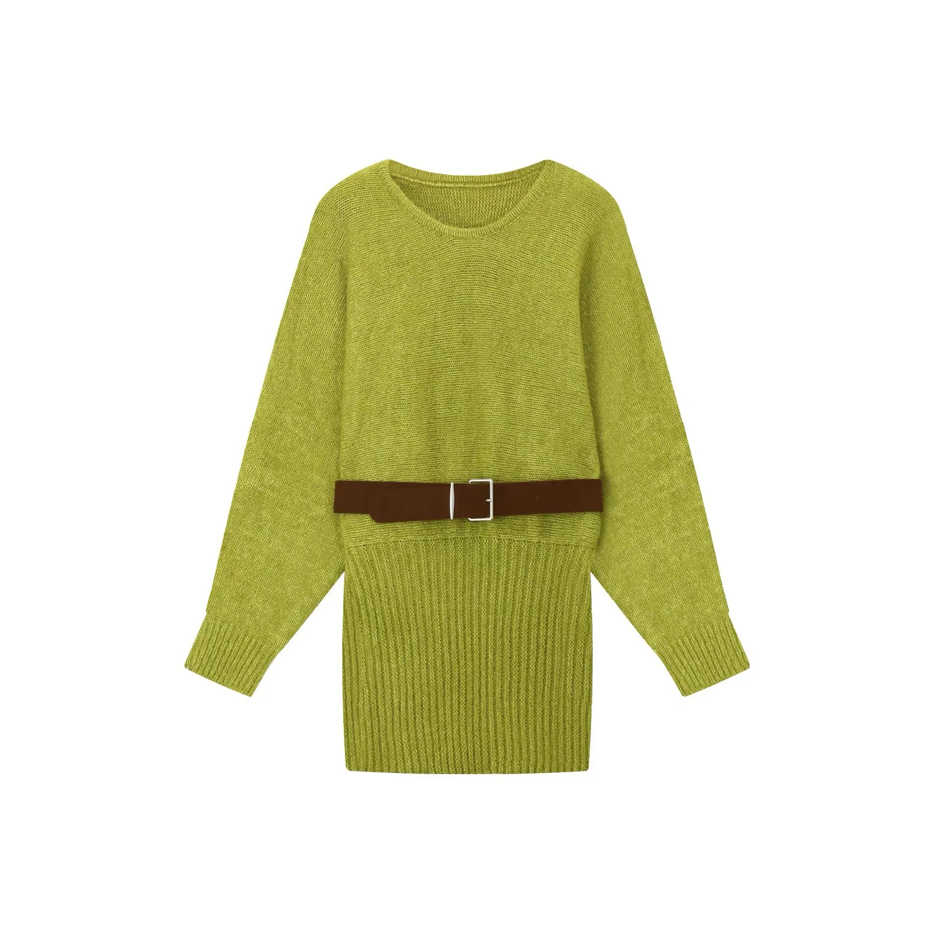 ARIADNAW STUDIO Горчичный зеленый Женские Длинные Платья с рукавами