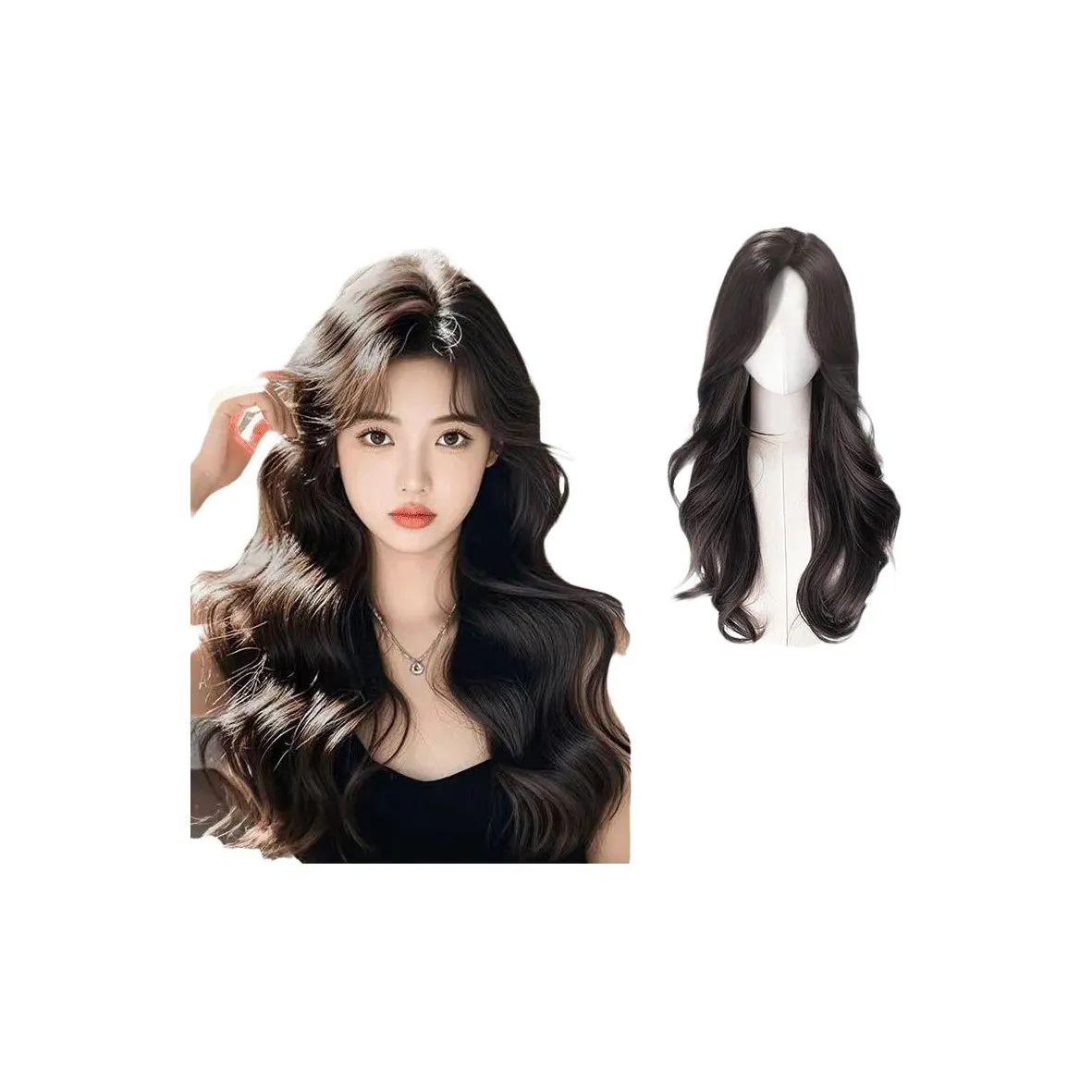WANWANFENG Элегантность Большая волна Перука Женские Полная Голова Длинные Крутые Волосы