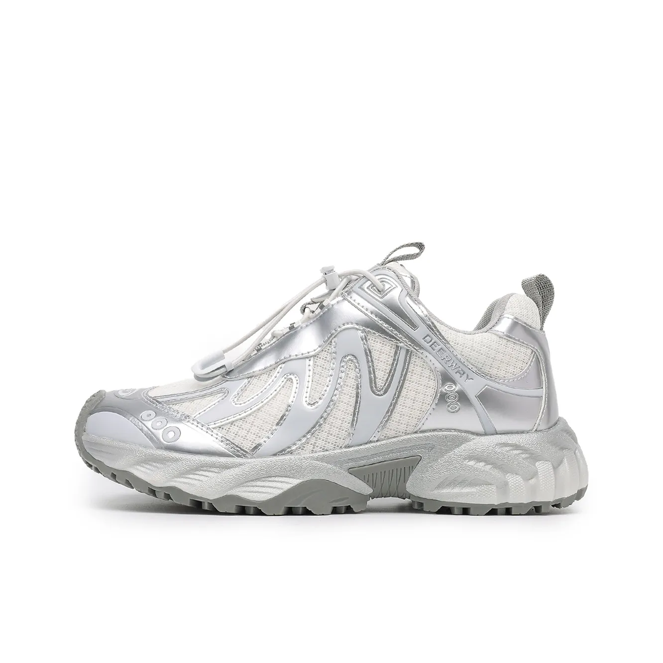 DEERWAY Высота Увеличивающая Устойчивая к Износу Противоскользящая Низкий Топ Повседневная Обувь Женская Белая Серебряная