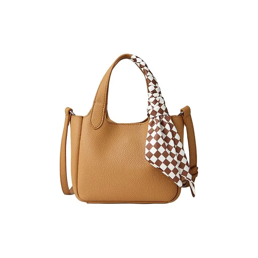 teenmix Коровья кожа Ведрообразная сумка Сумка через плечо Сумка для женщин Молочно-чайный Желто-коричневый