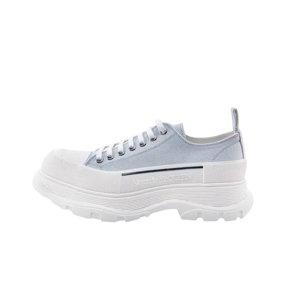 Alexander McQueen Tread Slick Canvas Shoes Men Low Top Light Blue