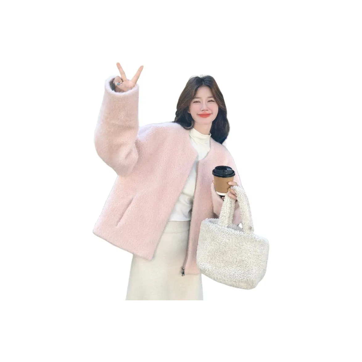 JOEM Розовый Женский Короткий Пальто