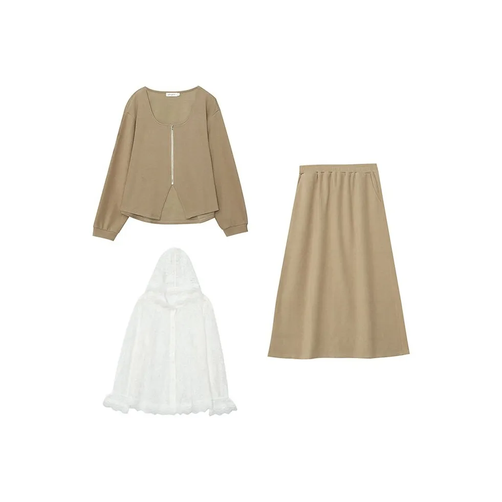 Только ты Комплект с юбкой Chubby Сестра Похудение Дизайн Эксклюзивный Кружево Топ Пальто Юбка Женские