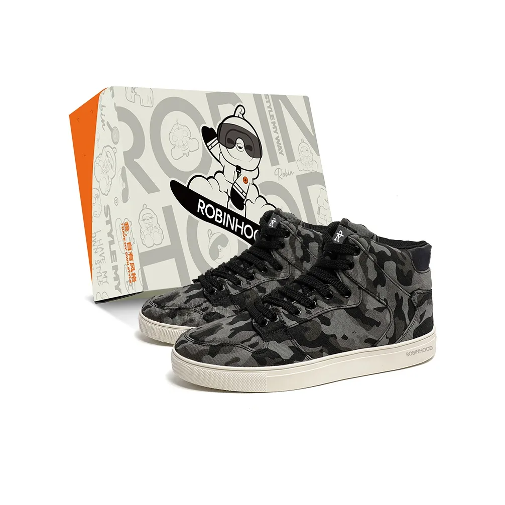 ROBINHOOD Износостойкий Легкий Дышащий и Противоскользящий. Высокий Топ Скейтборд Кроссовки Мужские
