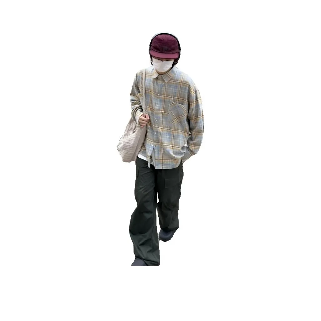 BEAR UNION Синие Желтые Клетчатые Унисекс Рубашки