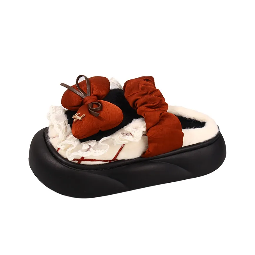 Rutai Резиновая подошва Флисовые домашние тапочки Женские