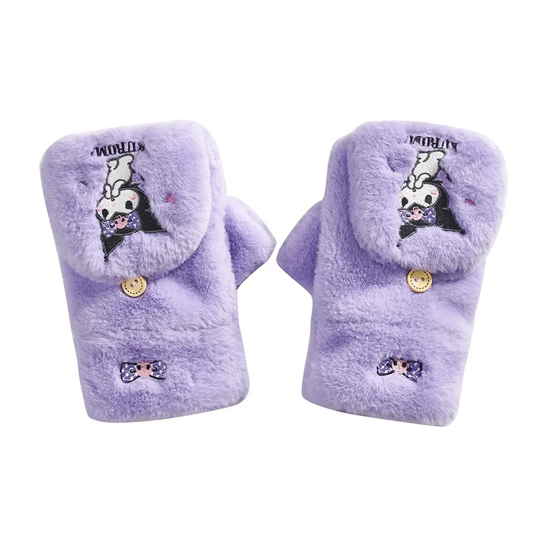 Санрио Kuromi Полиэстер Трикотаж Перчатки Унисекс