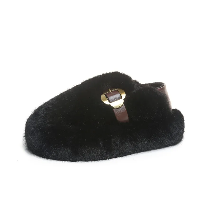 Wuji Резиновая подошва Пушистые тапочки Женские