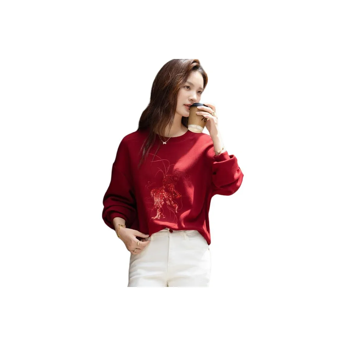 Dme Китайский Красный Женские Свитшоты