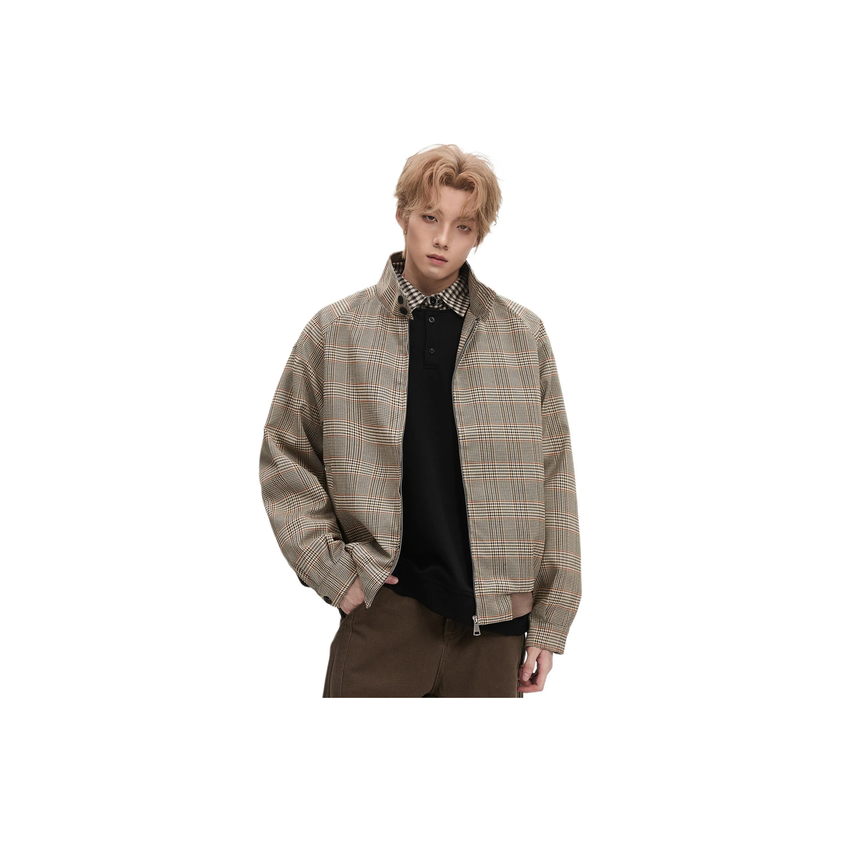 YINLANGSHIJIA Коричневый Гусиная лапка Мужская Куртка