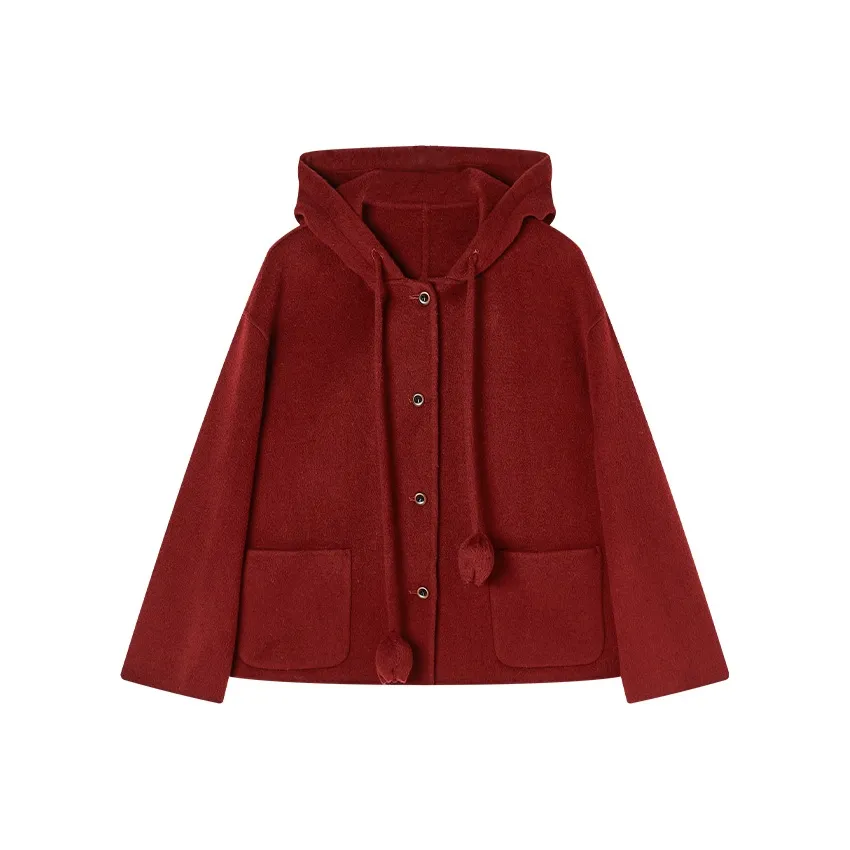 XIANGYING Женское пальто бордового цвета