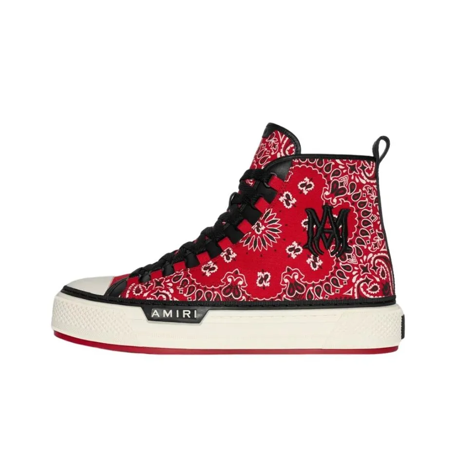 AMIRI Canvas Shoes Men High Top Red Black