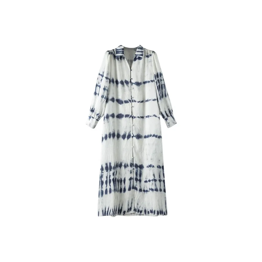 Late White Многоцветный Женские Длинные Платья с Рукавами