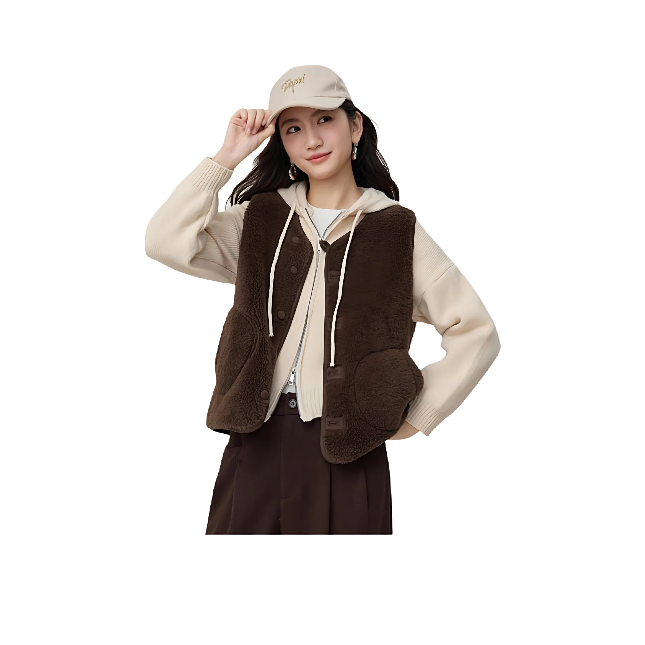 ZUOSAISI Кофейный Коричневый Женский Жилеты