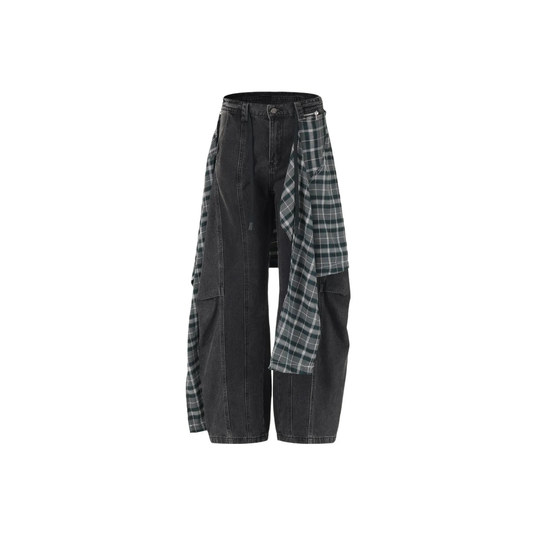 MEXISHION Черные Клетчатые Унисекс Джинсы