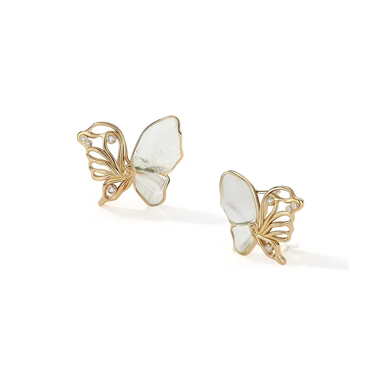 Retro Chic Латунь с 18K золото инкрустированный натуральным кристаллом циркон светящийся бабочка серьги-кольца женские