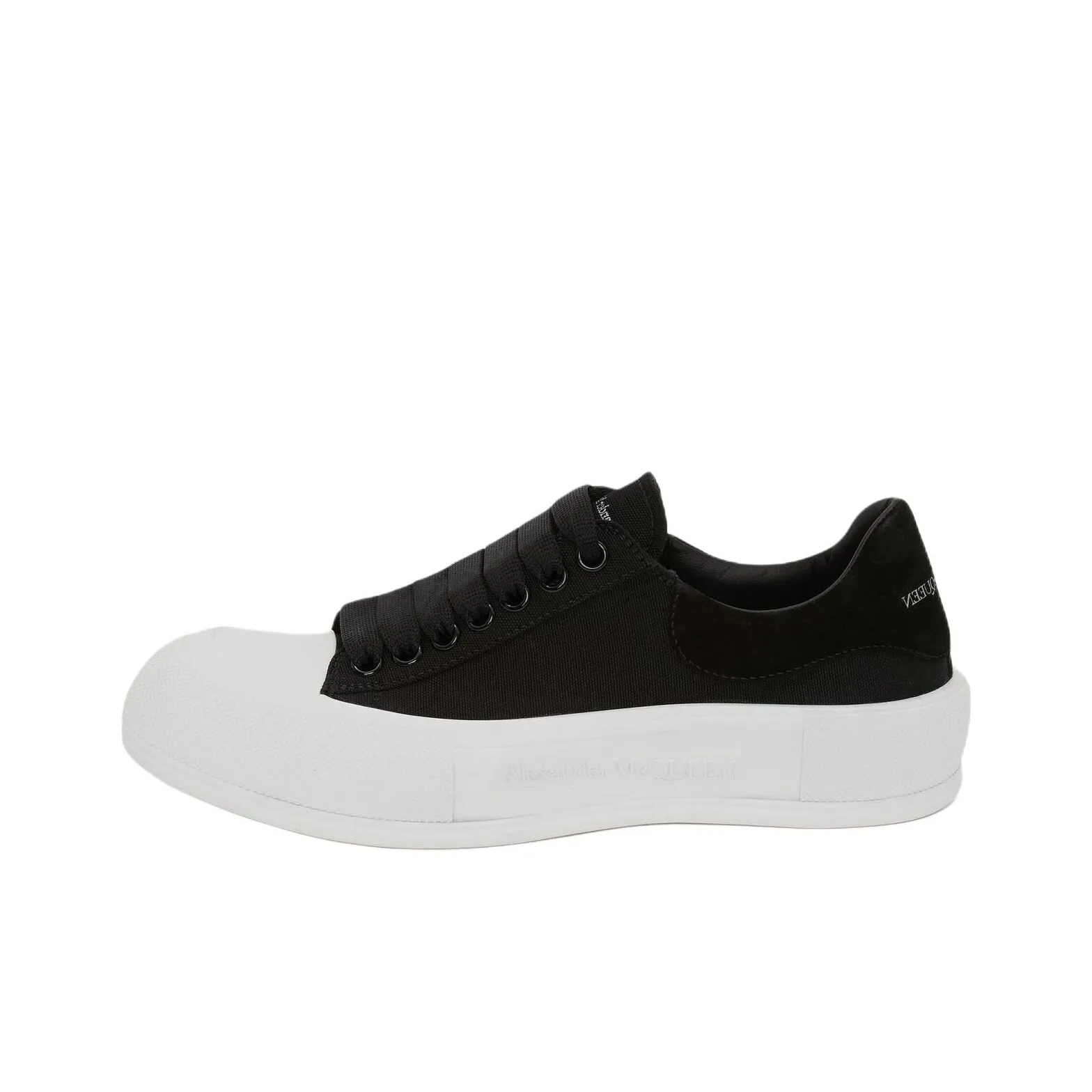 Alexander McQueen Deck Canvas Shoes Men Low Top Black White