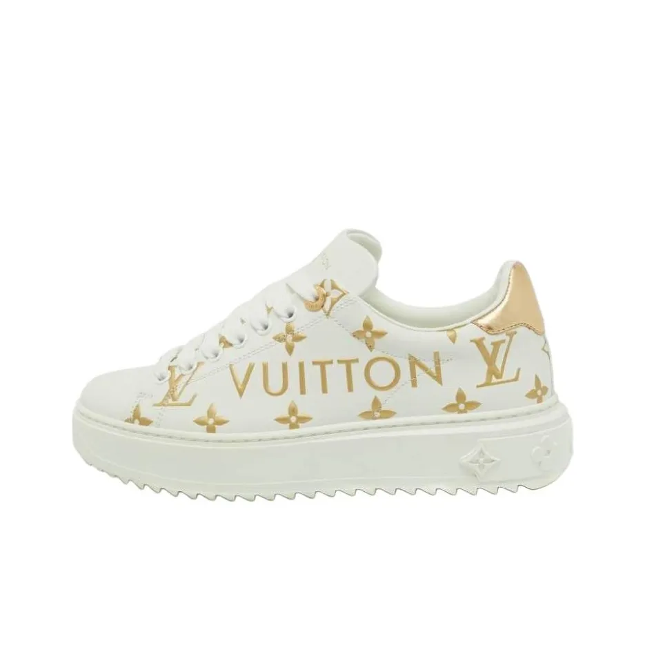 LOUIS VUITTON Time Out Skateboard Shoes Women's Low Top White/Gold
