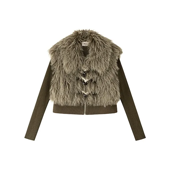 CHUU Горчичный зеленый Женские меховые изделия