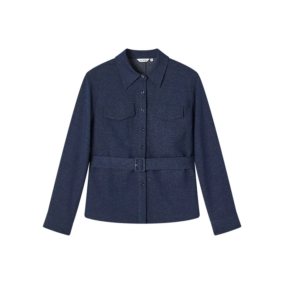 XIANGYING Джинсовая синяя женская рубашка