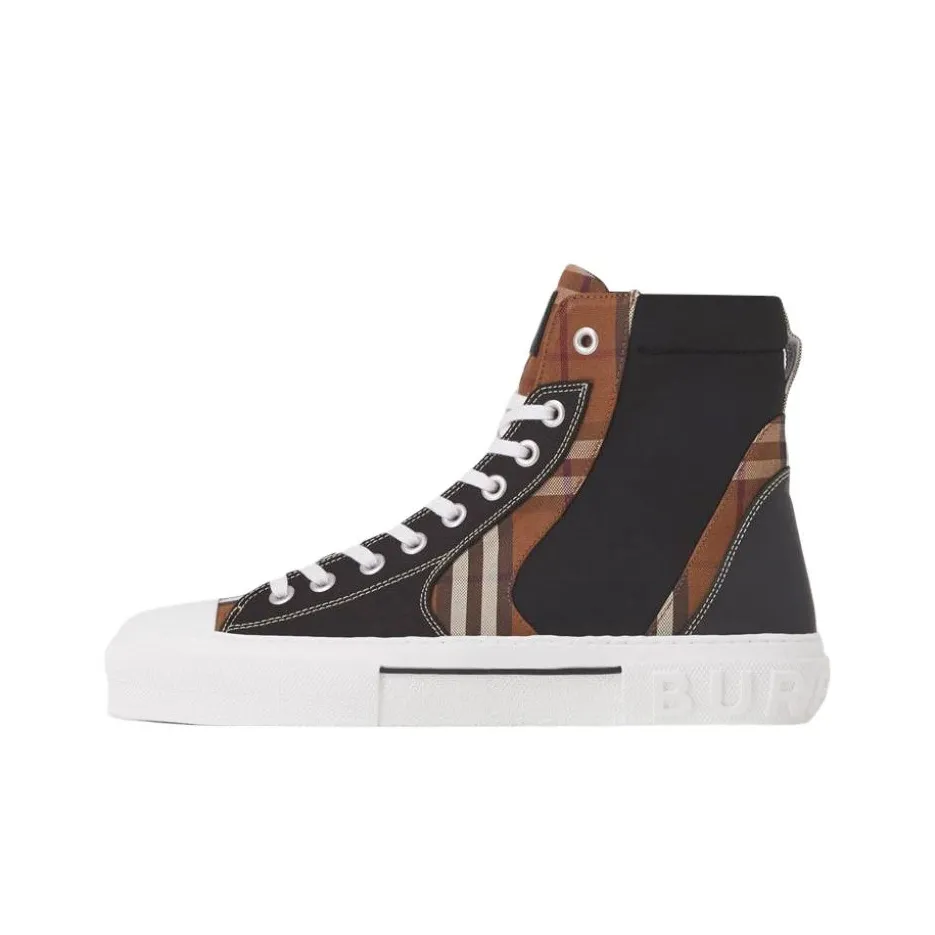 Burberry VINTAGE Skateboard Shoes Men High Top Black/White/Brown