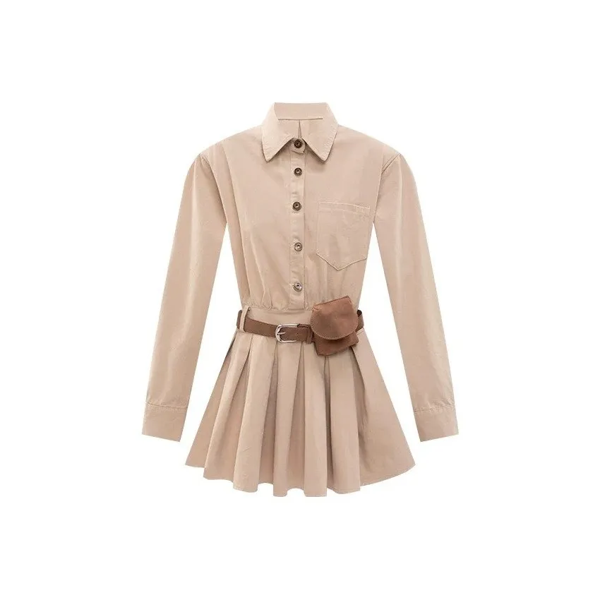 ARIADNAW STUDIO Хаки Женские Длинные Платья с Длинными Рукавами