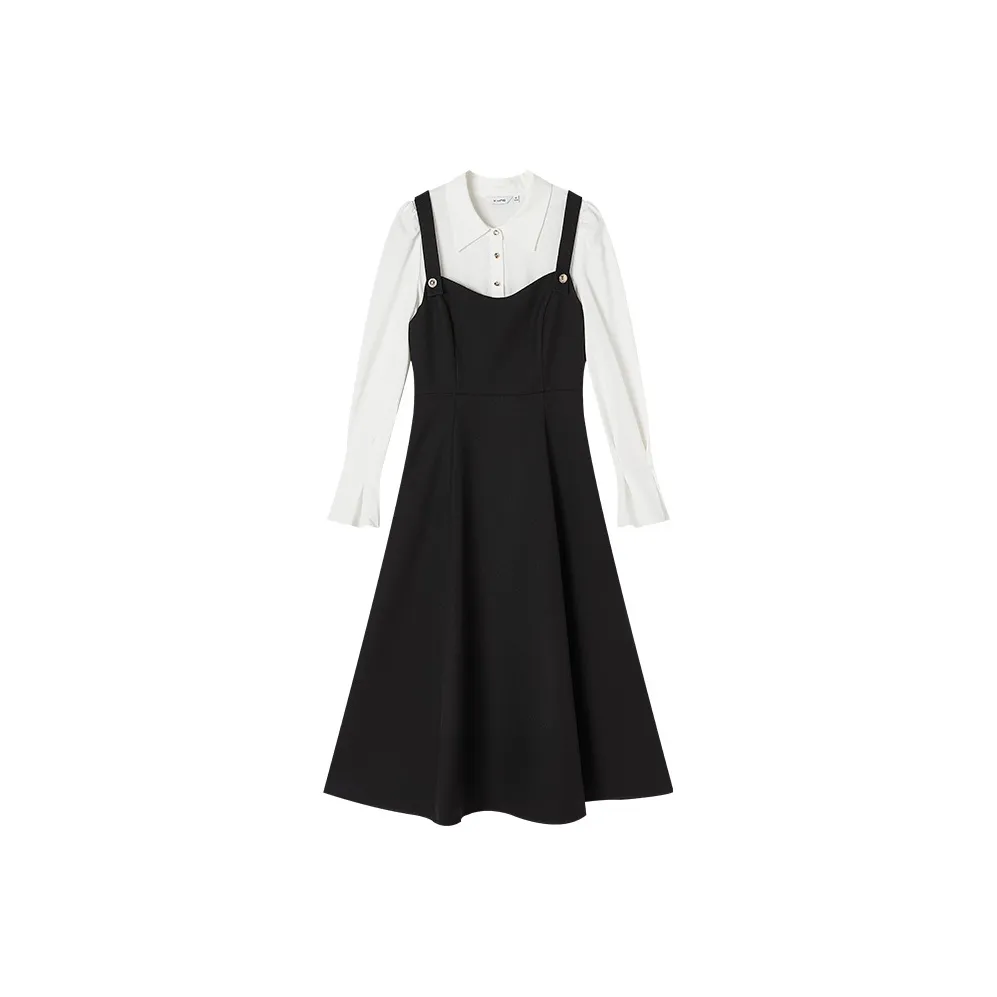 XIANGYING Длинное платье с длинными рукавами женское