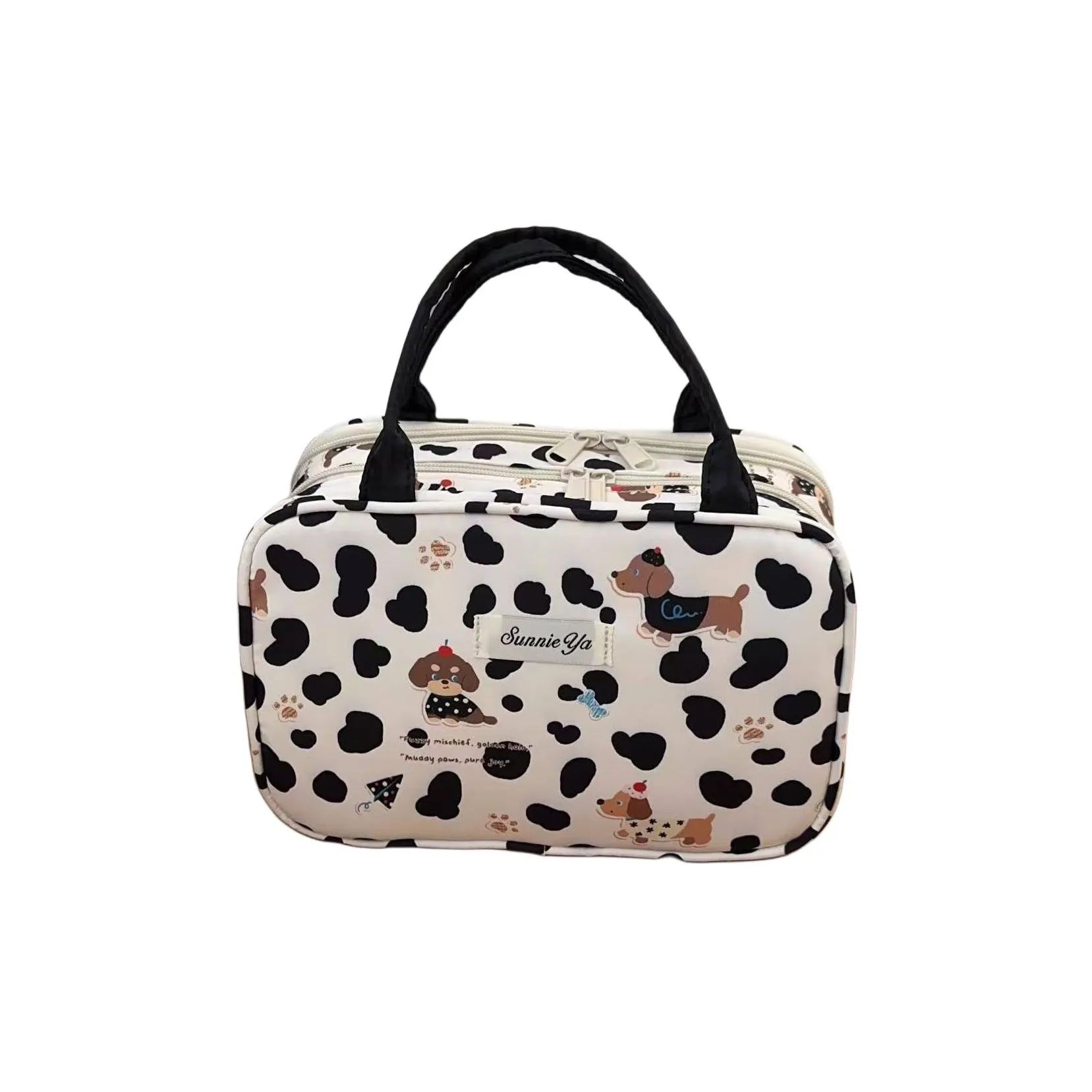 Несколько больше милашка Cartoon Cute Цветочный Щенок Косметичка для женских с большой вместимостью и отделениями Дорожные косметички