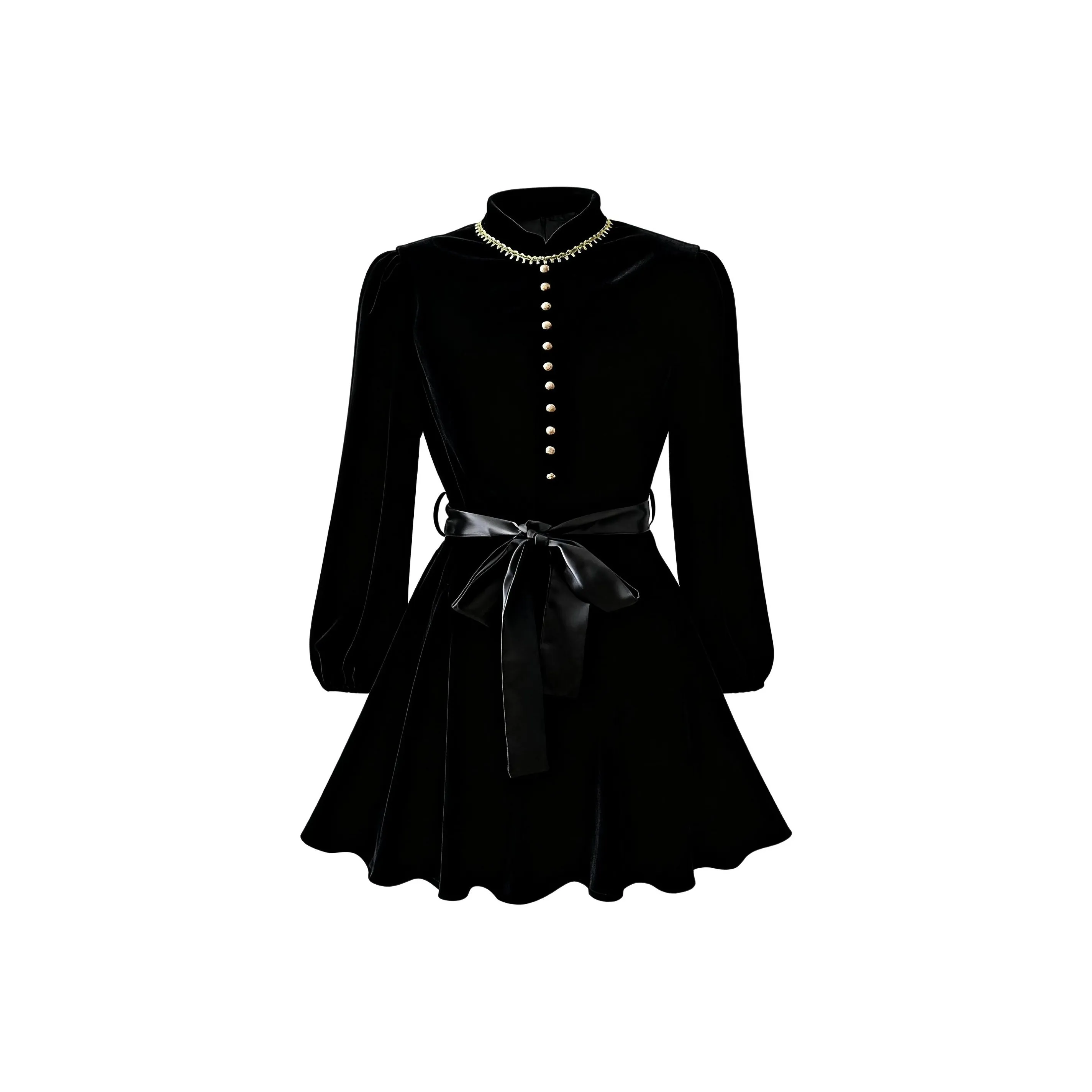 BIFH Черное Женское Длинное Платье с Длинными Рукавами