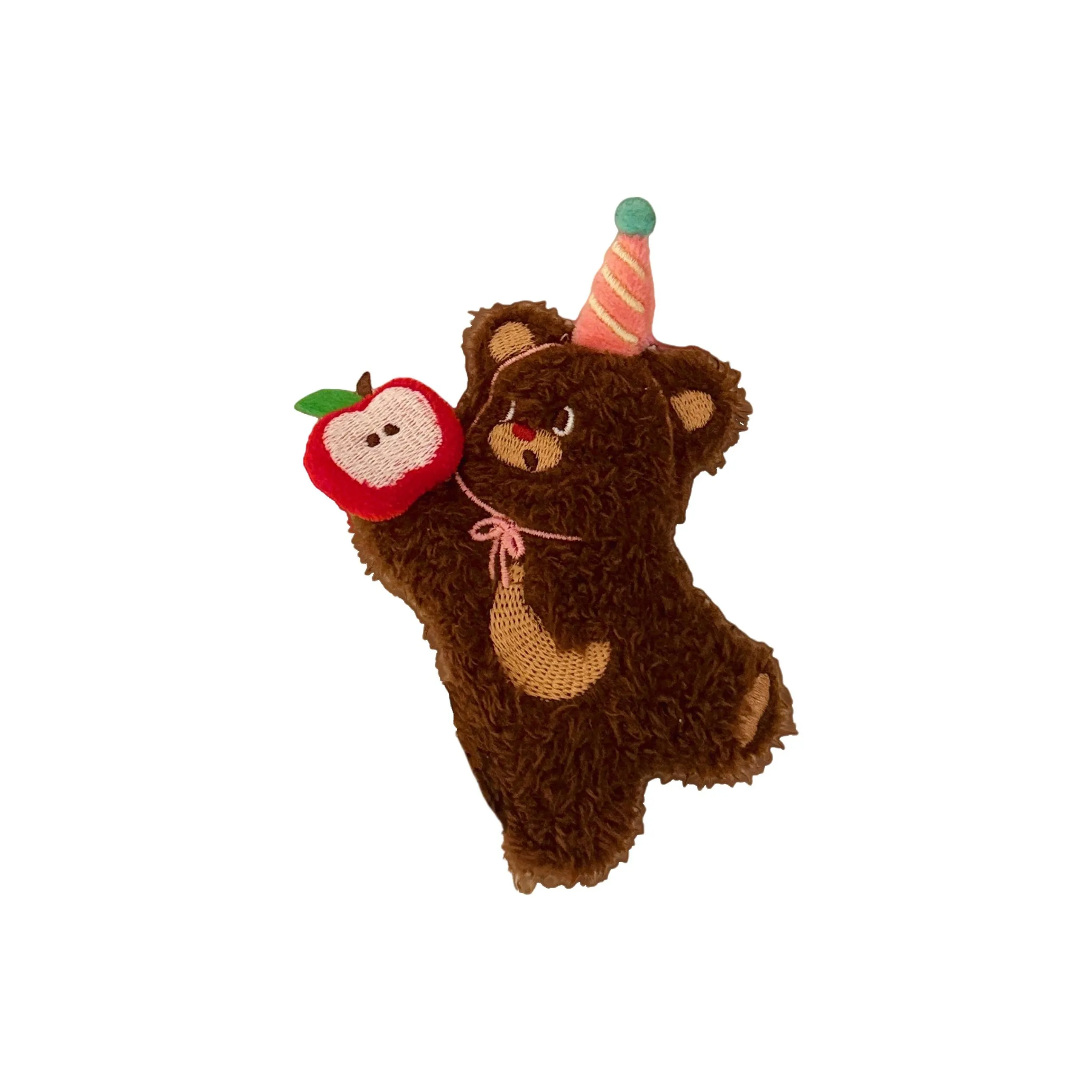 Nodding Bud Bug Милый Черный Кот Baguette С наполнителем Медвежонок Яблоко Котенок Брелок Украшение Плюшевый Подвеска 10 см Высота