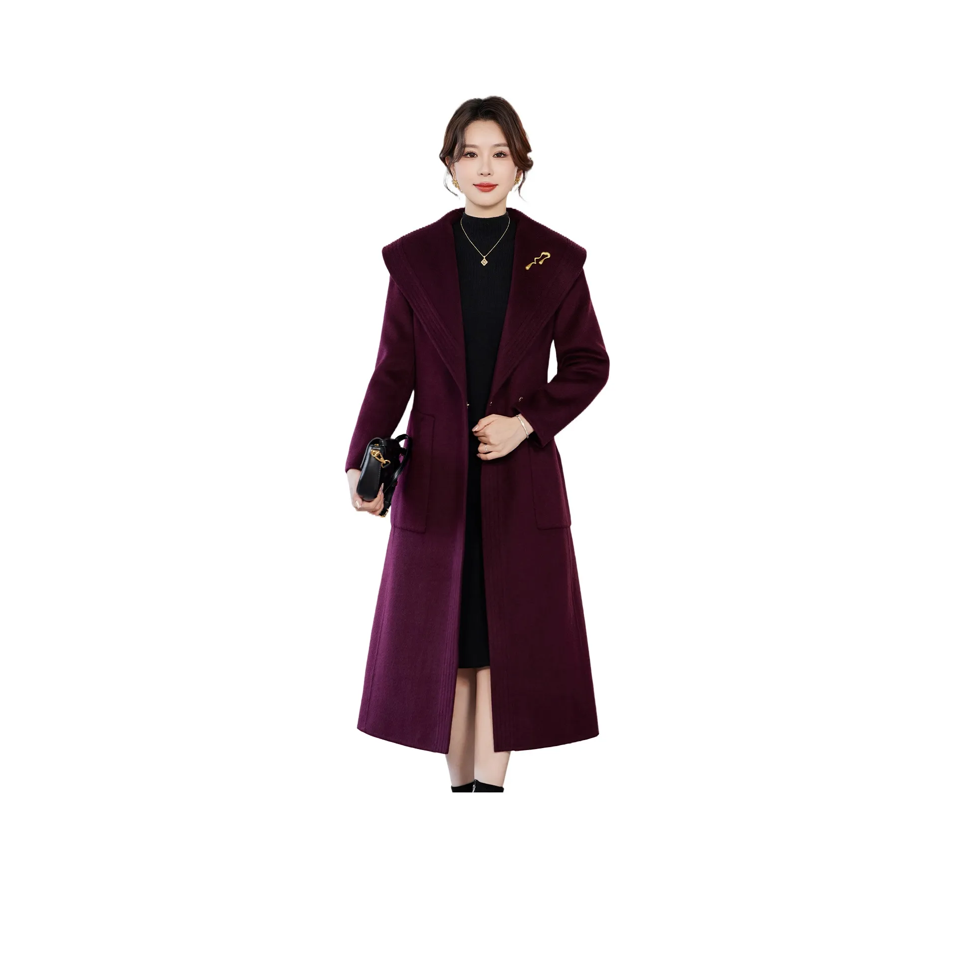 H YXIANG Фиолетовое Женское Пальто