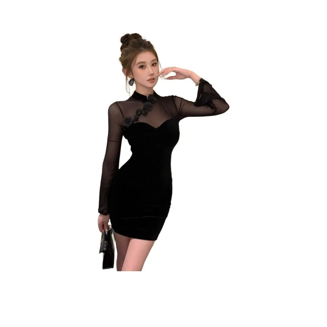 BONAS Длинное платье с длинными рукавами женское