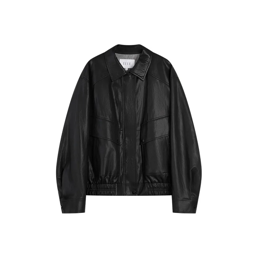 ELLE Черные Женские Кожаные Куртки