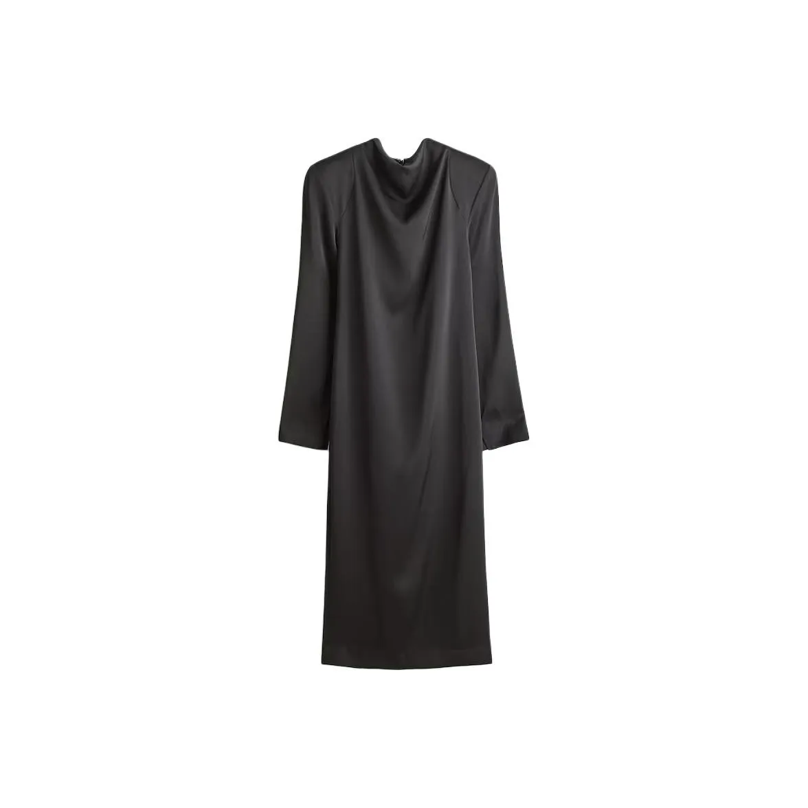 H M Черные Женские Длинные Платья с Длинными Рукавами