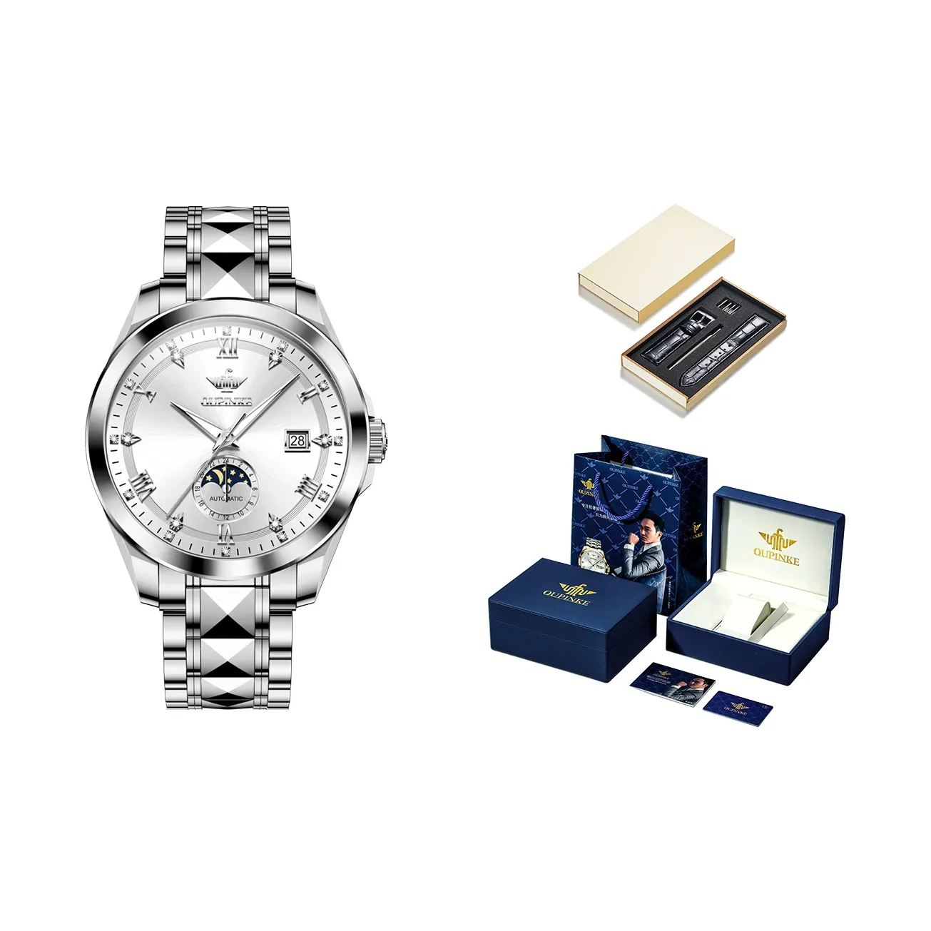 Oupinke Gaias Collection Мужские часы с дизайном Cut Out механический механизм часы для мужчин белый циферблат