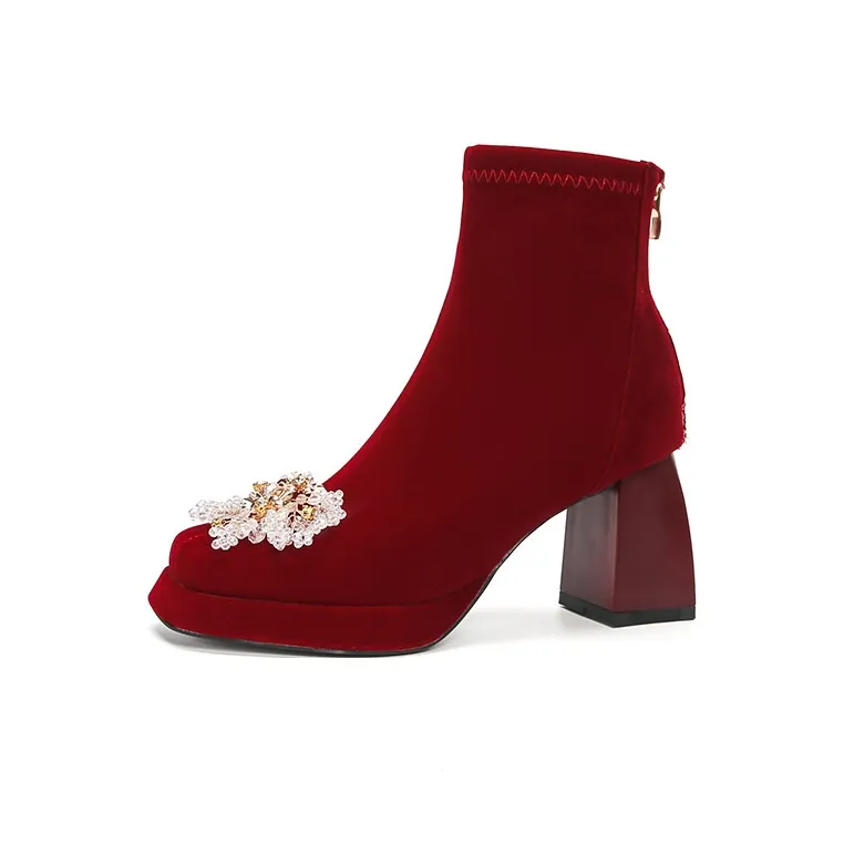 Zubumei Ботильоны 7CM Женские Red