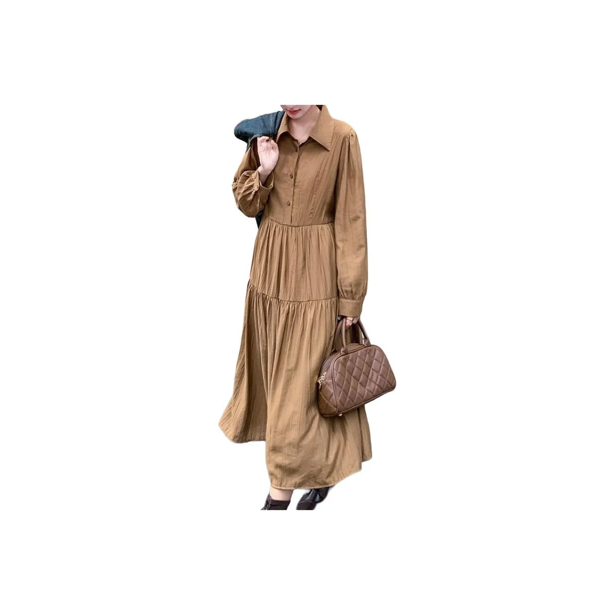 BONAS Длинное платье с длинными рукавами женское