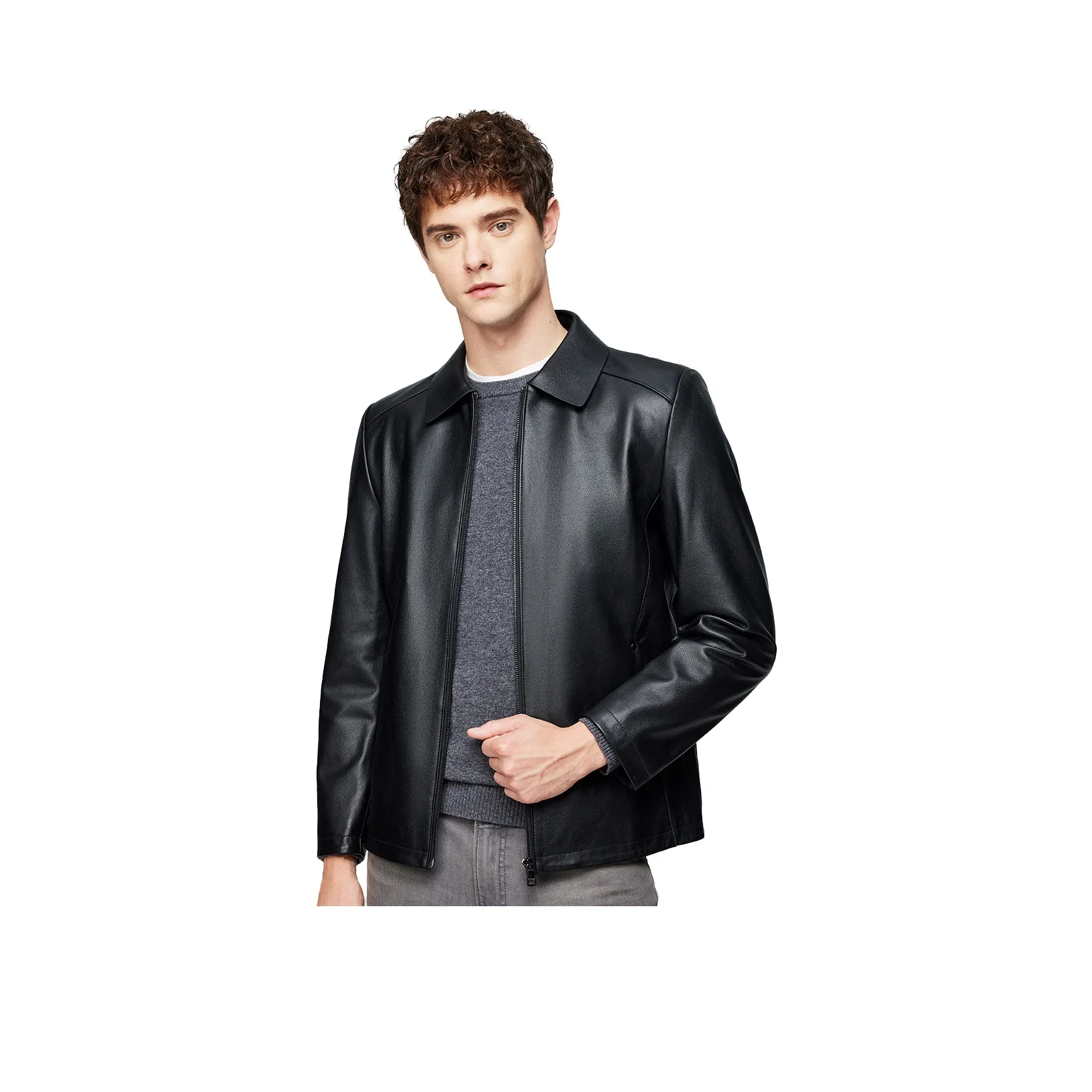 Red Bean Кожа Куртка Пальто Мужской