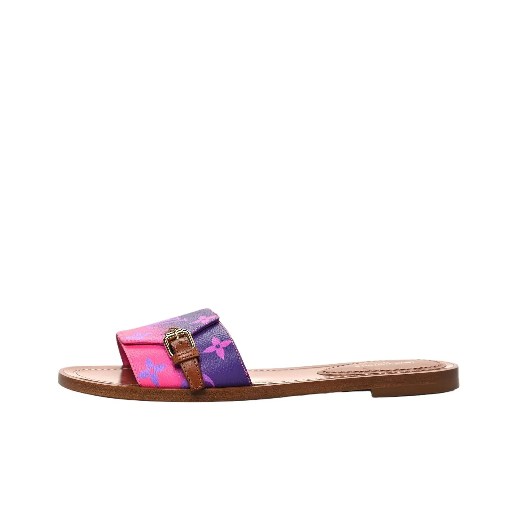 LOUIS VUITTON Lock It Slide Slippers Women's Purple Pink