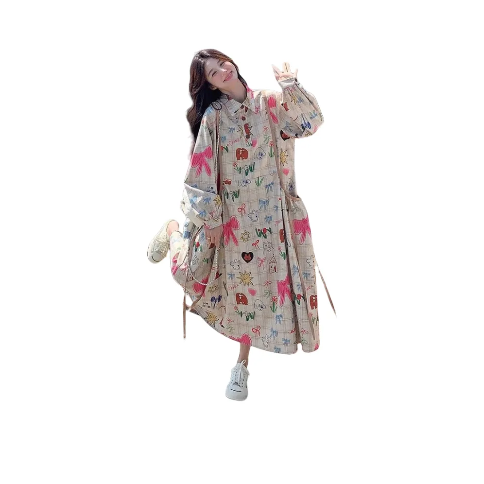 BONAS Длинное платье с длинными рукавами женское