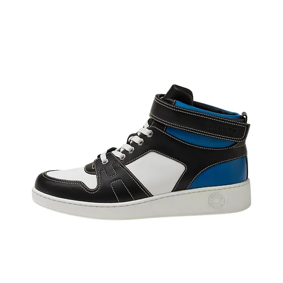 HERMES Skateboard Shoes Men High Top Black/White/Blue