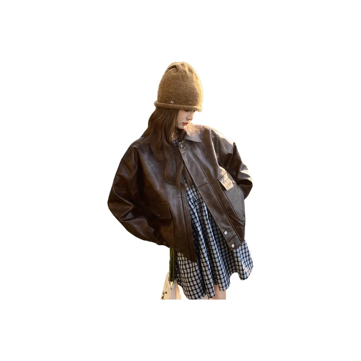 JOEM Коричневый Женские Кожаные Куртки