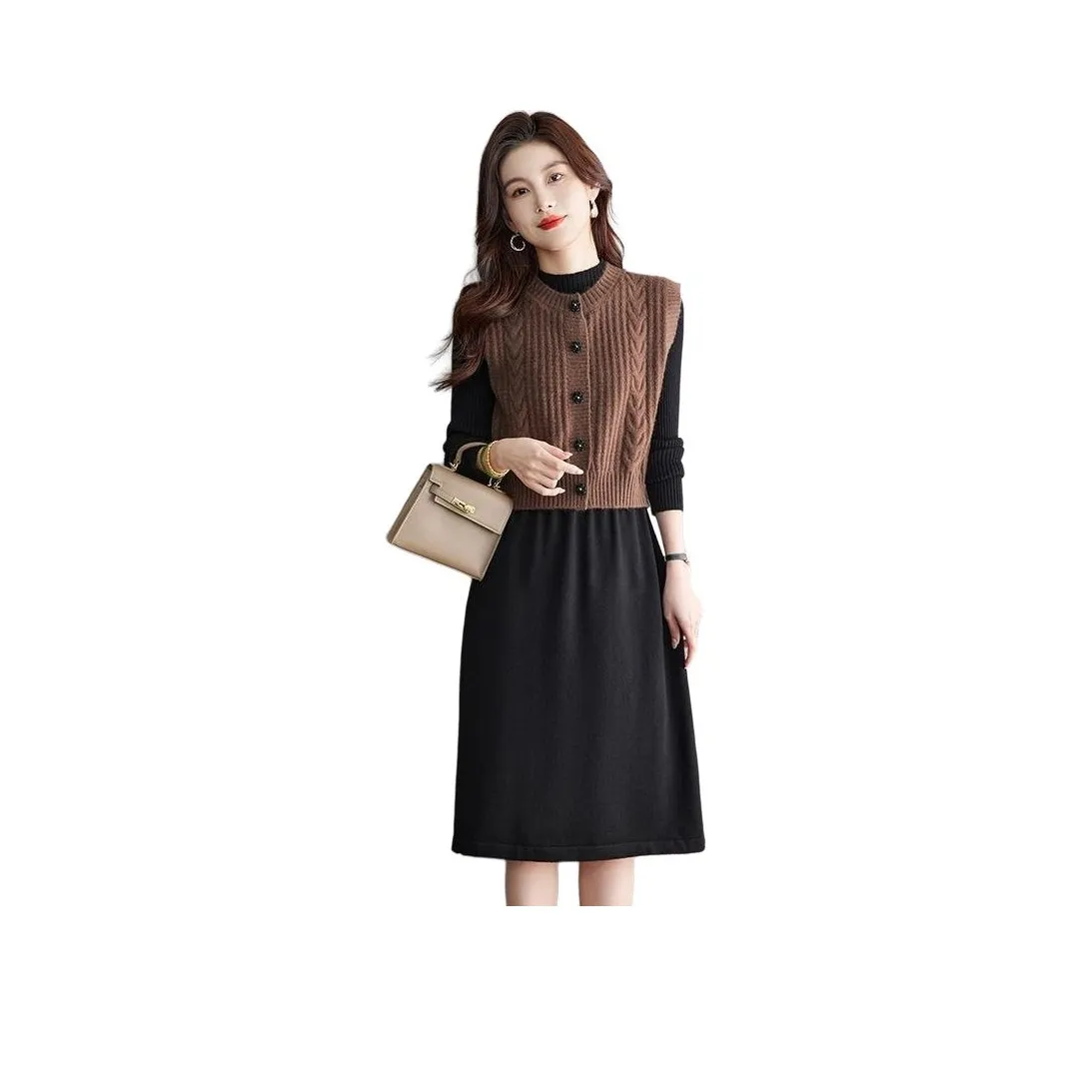 BONAS Длинное платье с длинными рукавами женское